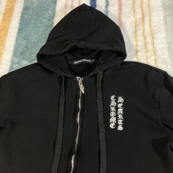 Chrome Hearts Horseshoe Floral Cross-Sleeve Zip Up Hoodie - Picture 1 of 16